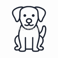 犬のイラスト（カートゥーン）のアイコン（アウトライン）
