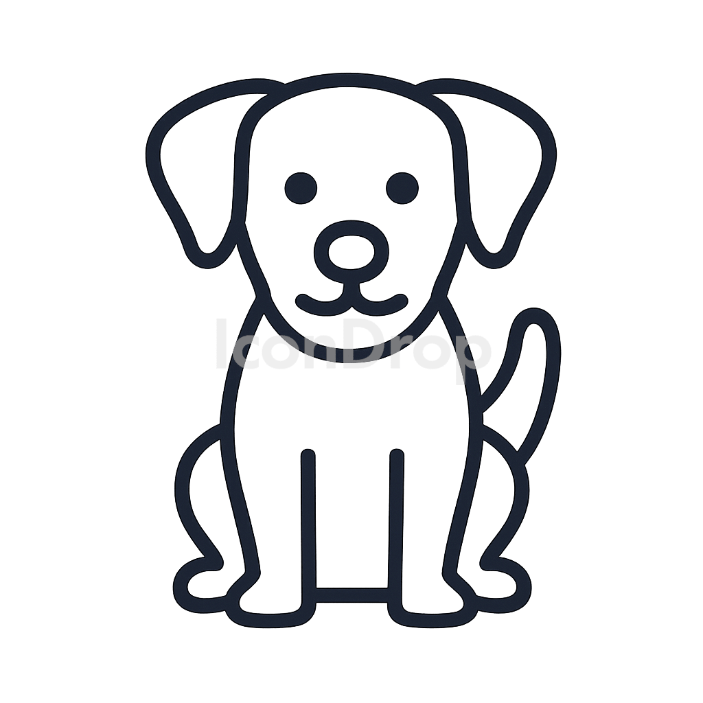 犬のイラスト（カートゥーン）のアイコン アウトライン