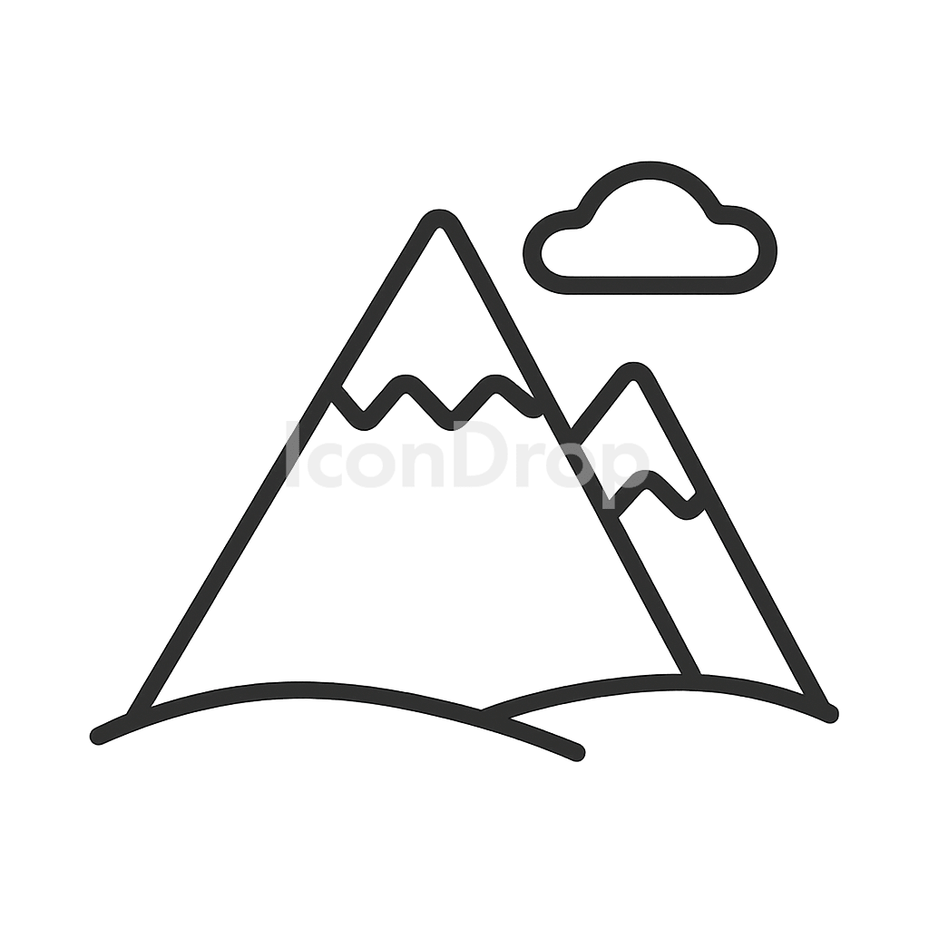 Cartoon Mountain Icon Outline