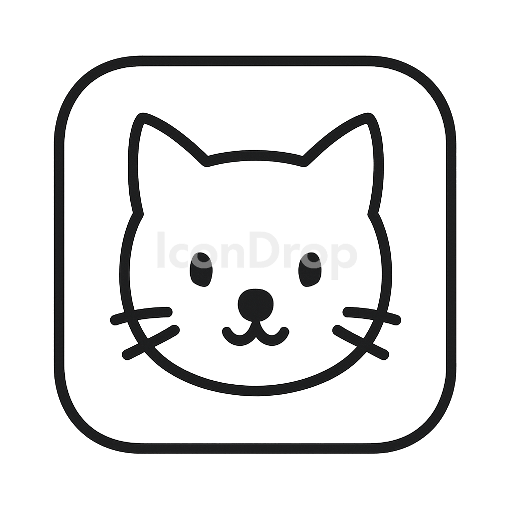 Cat App Icon Aesthetic Outline