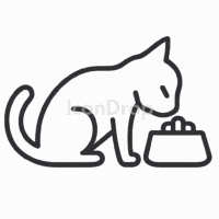 猫が食べているアイコン(アウトライン)