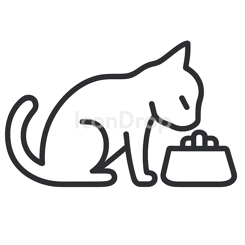 Cat Eating Icon Outline