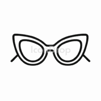 キャットアイ(猫目)眼鏡のアイコン(アウトライン)