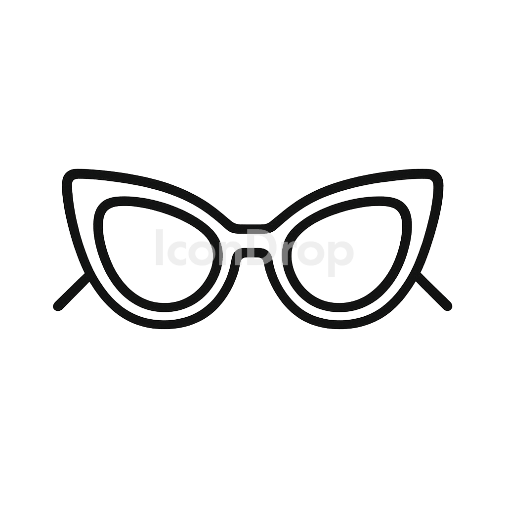 Cat Eye Glasses Icon Outline