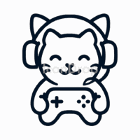 ゲーマー猫のアイコン(アウトライン)