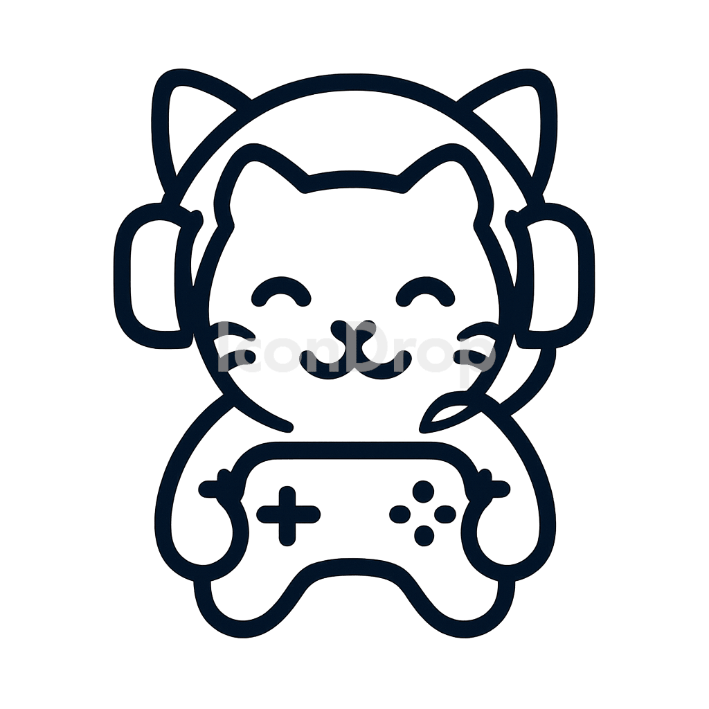 Cat Gamer Icon Outline