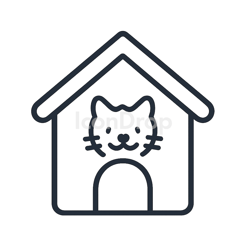 Cat House Icon Outline
