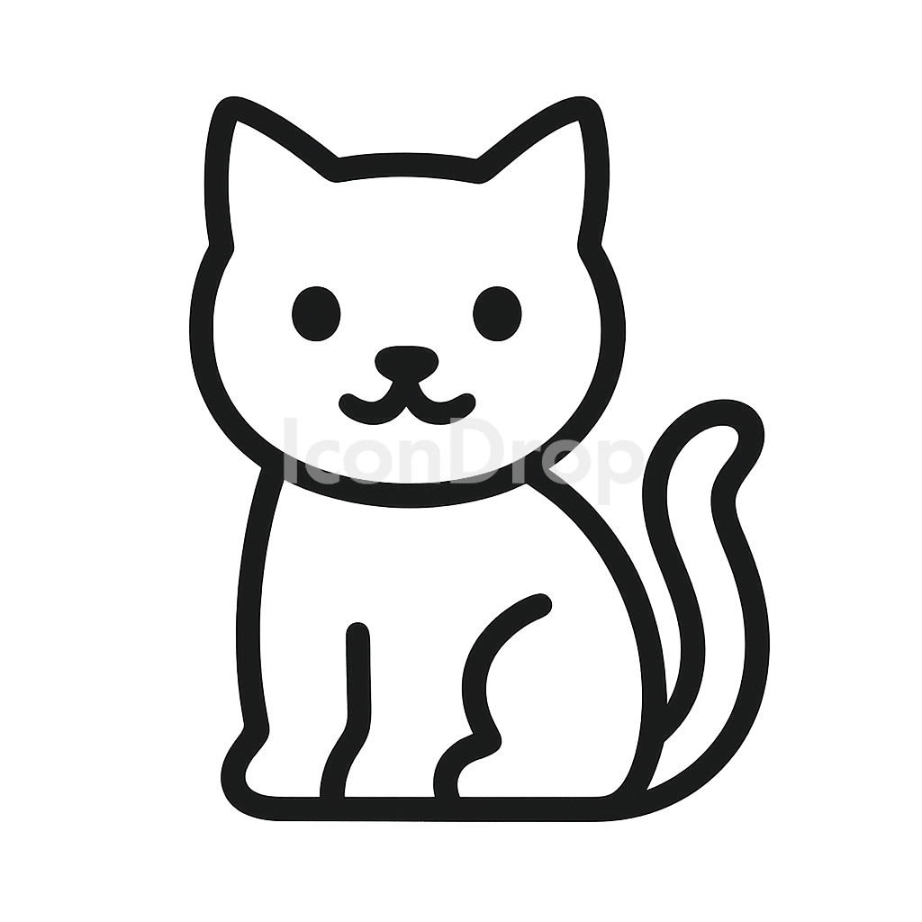 Cat Icon Aesthetic Outline