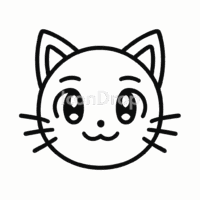 Cat Icon Anime Outline