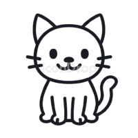 猫のイラスト(カートゥーン)のアイコン(アウトライン)