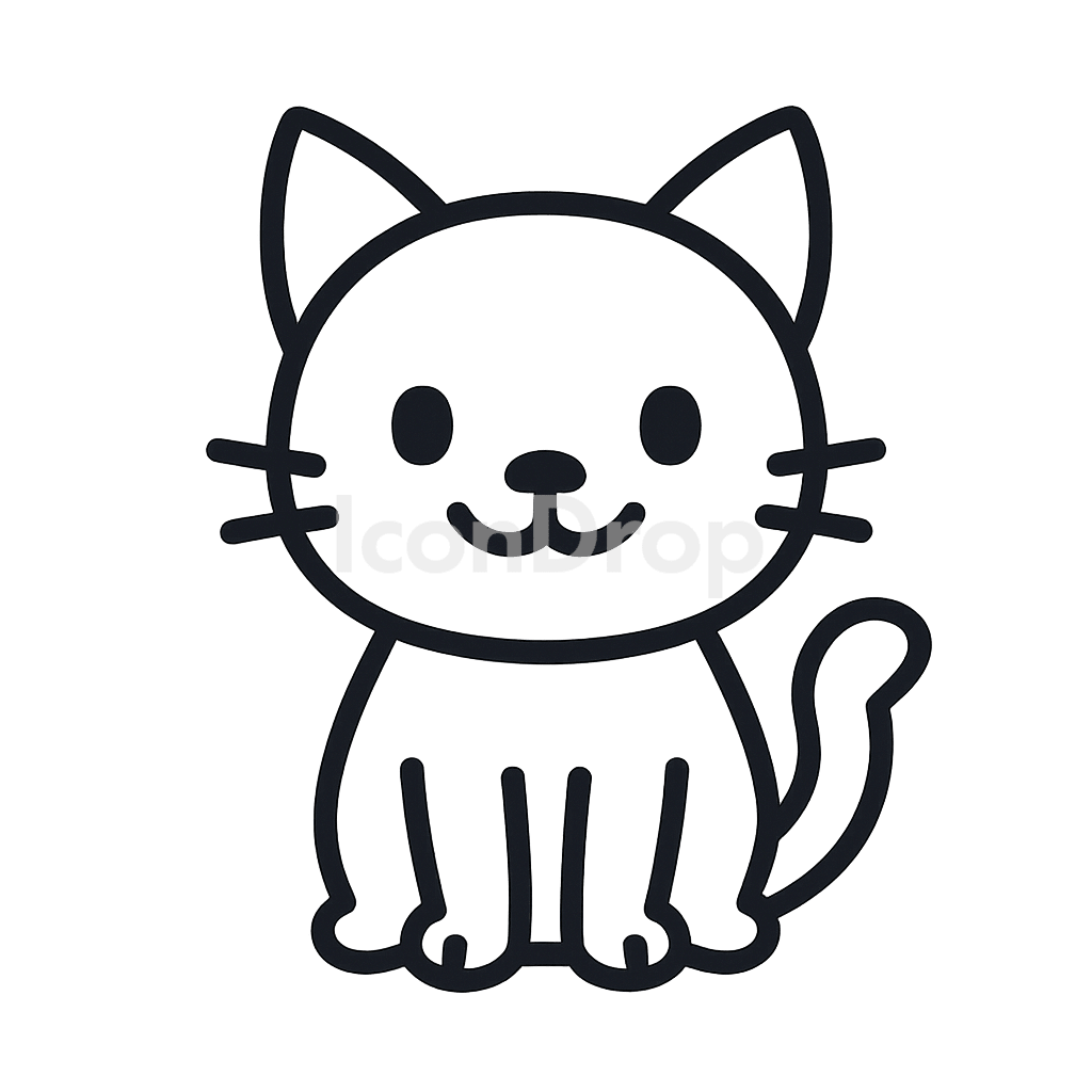 Cat Icon Cartoon Outline