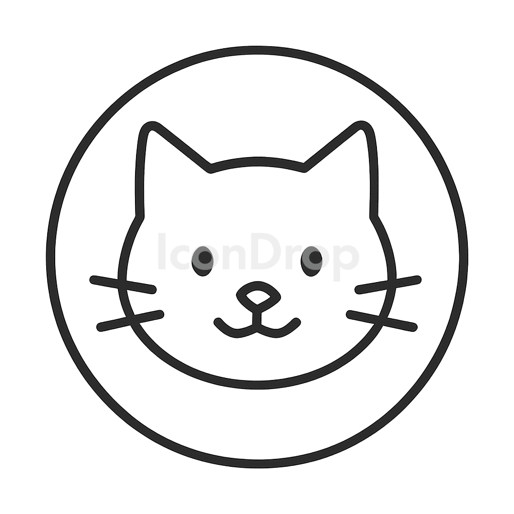 Cat Icon Circle Outline