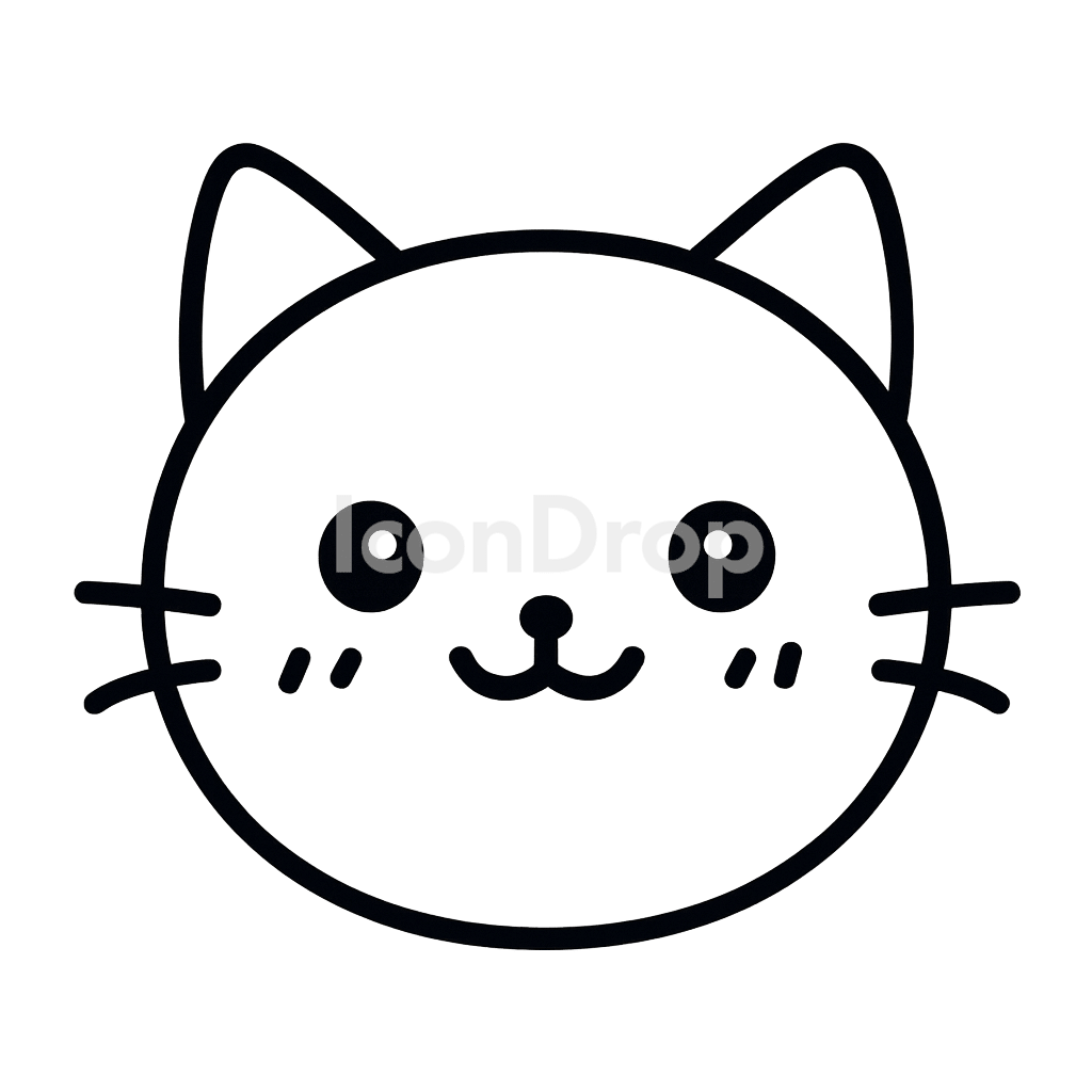 Cat Icon Kawaii Outline