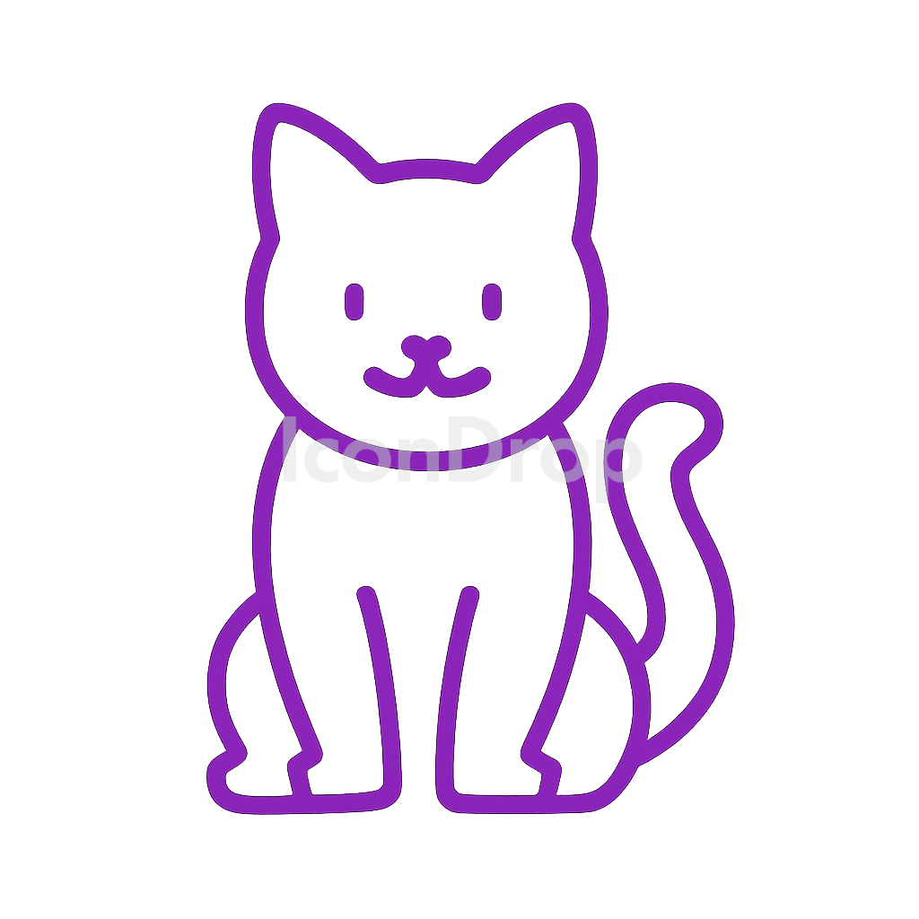 紫の猫アイコン アウトライン