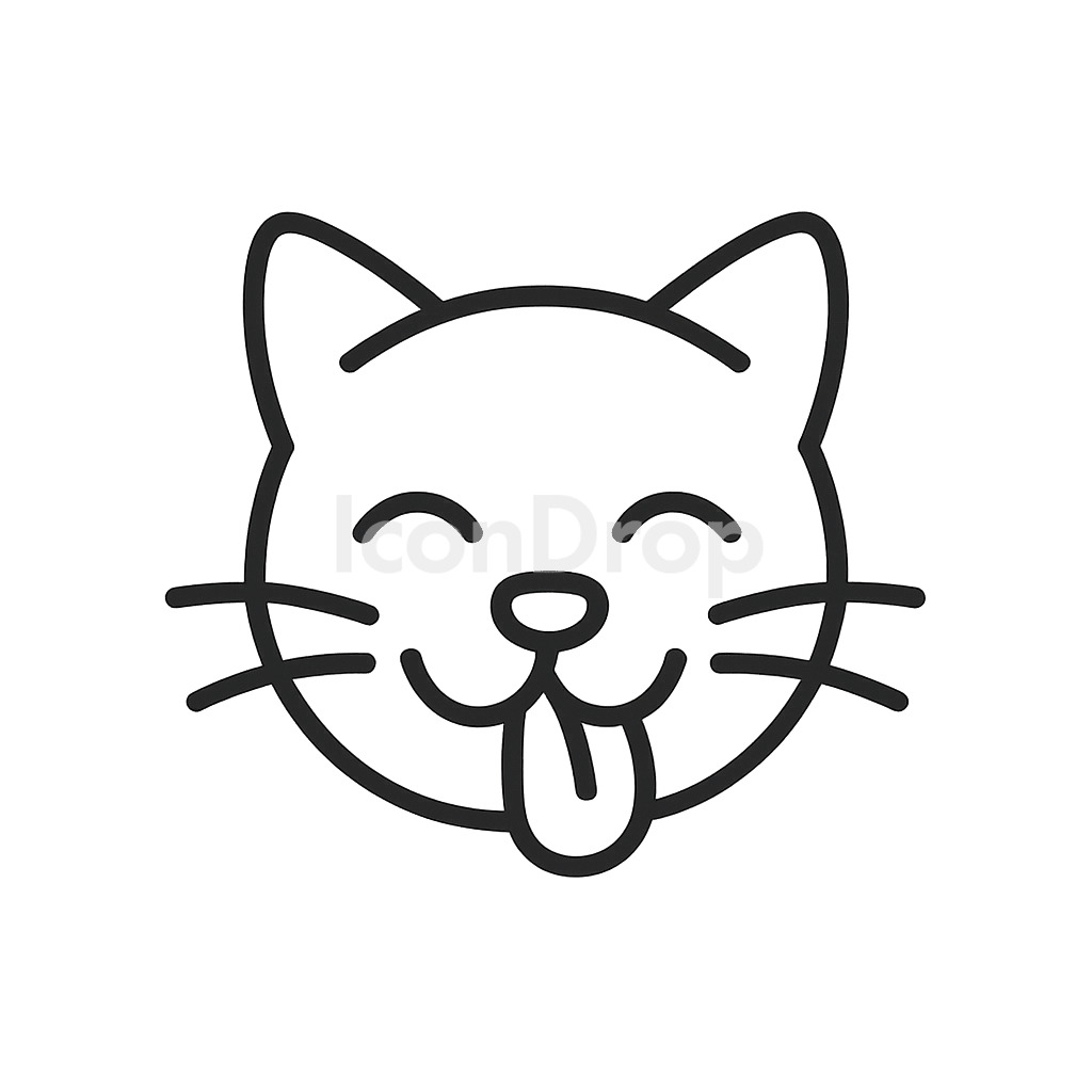 Cat Lick Icon Outline