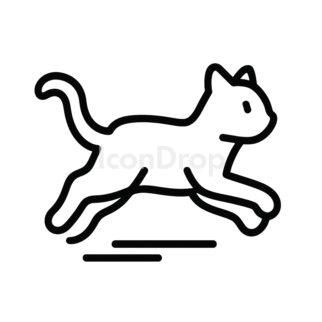 Cat Running Icon Outline