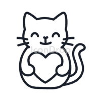 バレンタイン猫のアイコン(アウトライン)