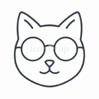 Cat With Glasses Icon Outline
