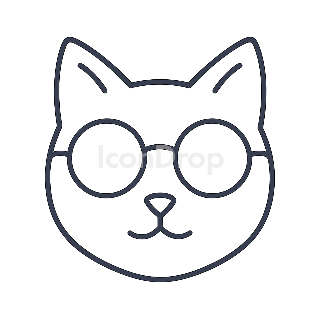 Cat With Glasses Icon Outline
