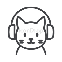 ヘッドフォンをした猫のアイコン（アウトライン）