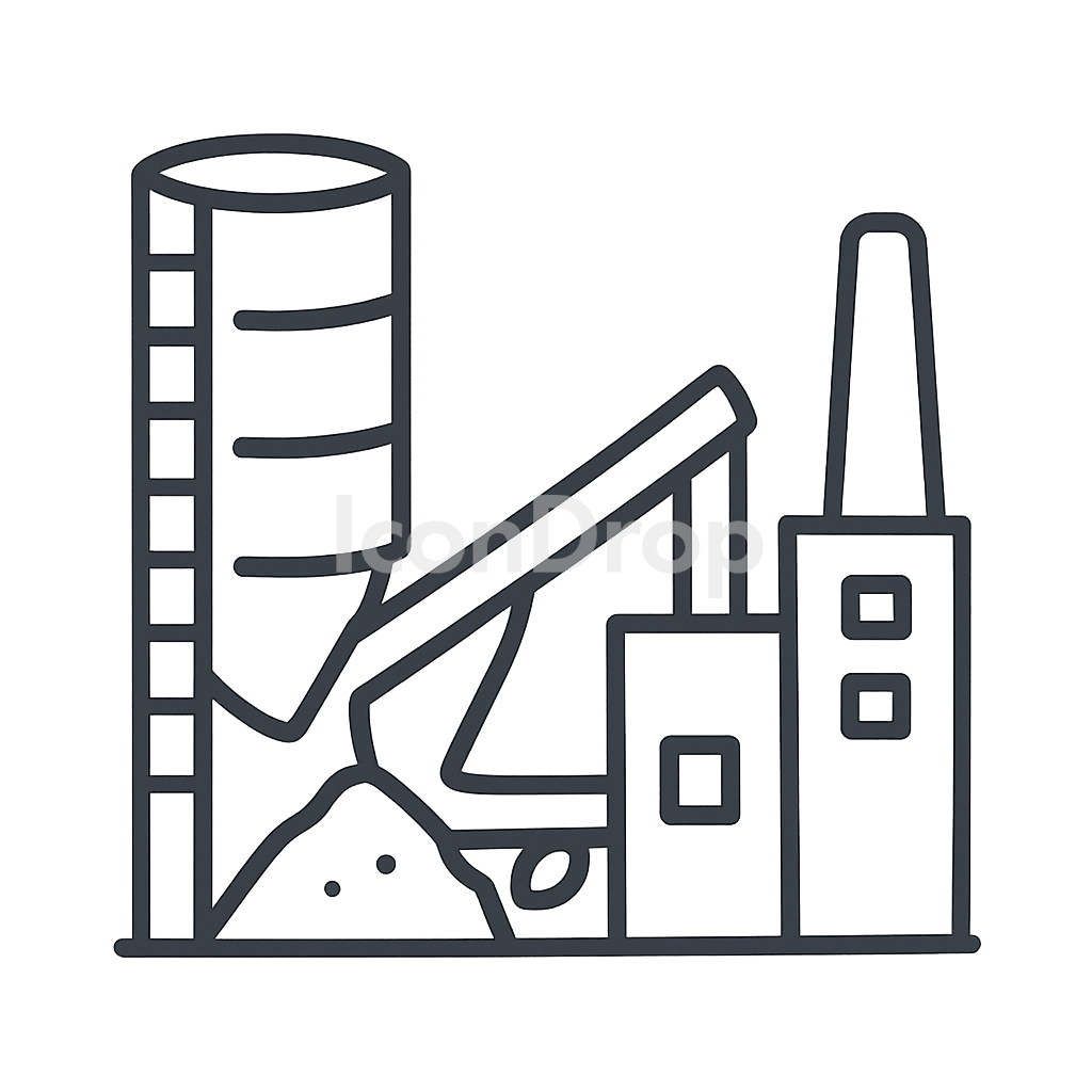 セメント工場のアイコン アウトライン