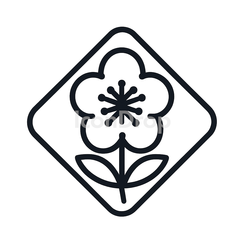 Chinese New Year Flower Icon Outline