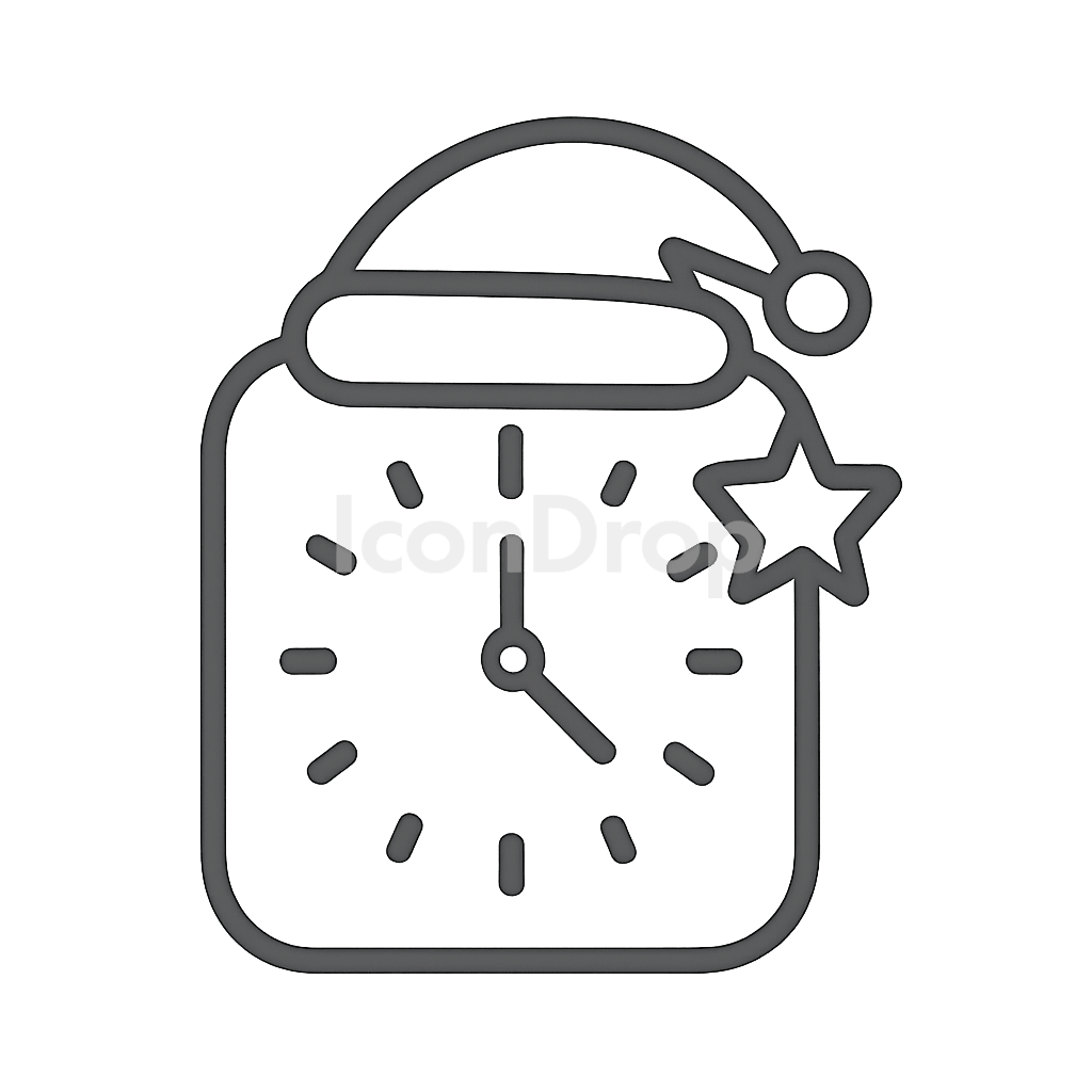 Christmas Clock App Icon Outline
