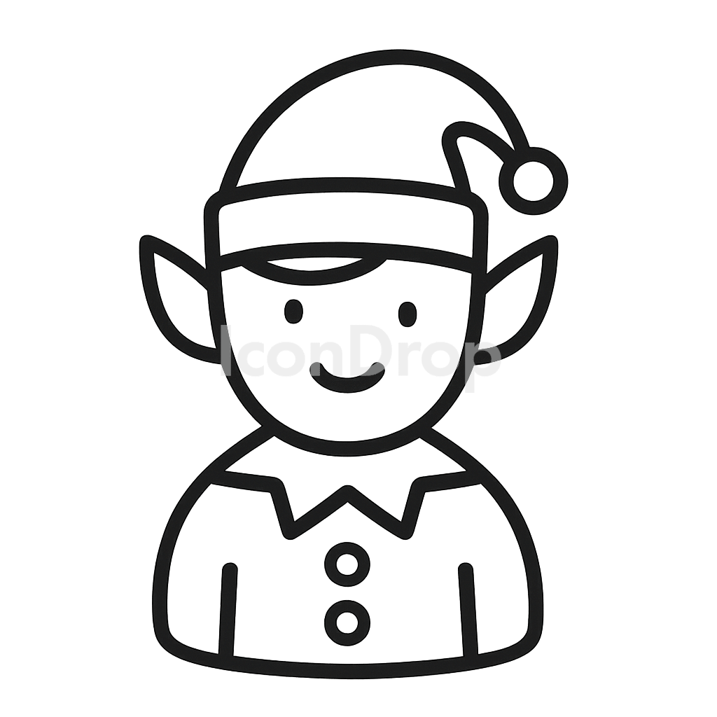 Christmas Elf Icon Outline