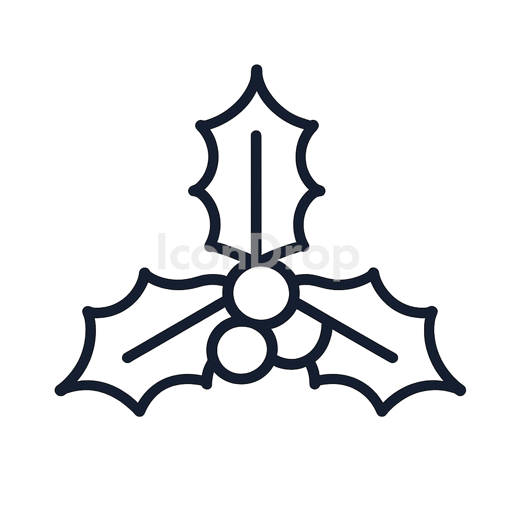 Christmas Holly Icon Outline