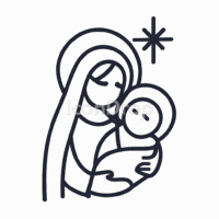 Christmas Icon Catholic Outline
