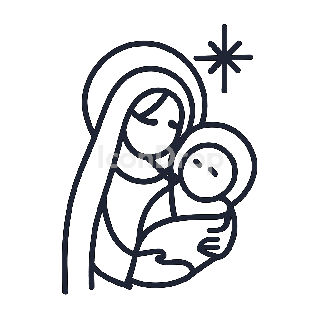Christmas Icon Catholic Outline