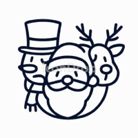 クリスマスキャラクターのアイコン(アウトライン)