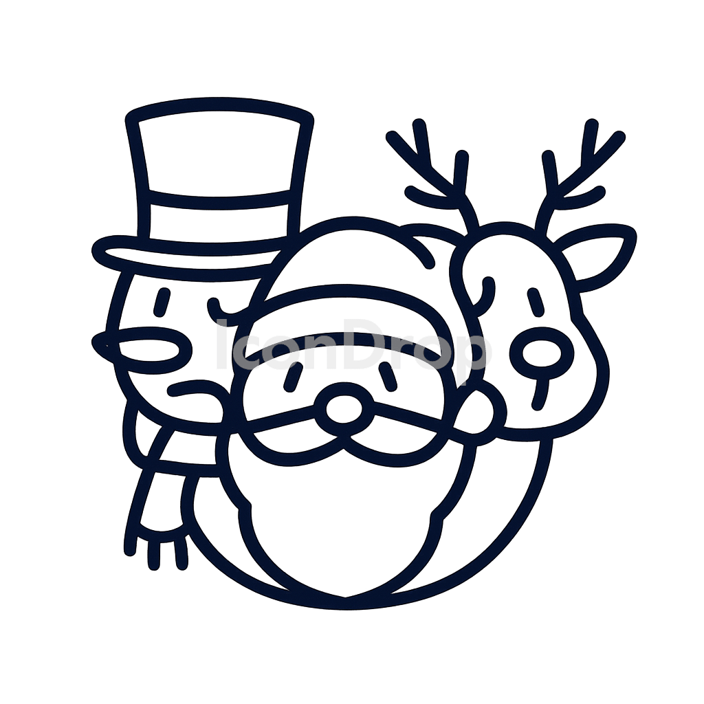 クリスマスキャラクターのアイコン アウトライン
