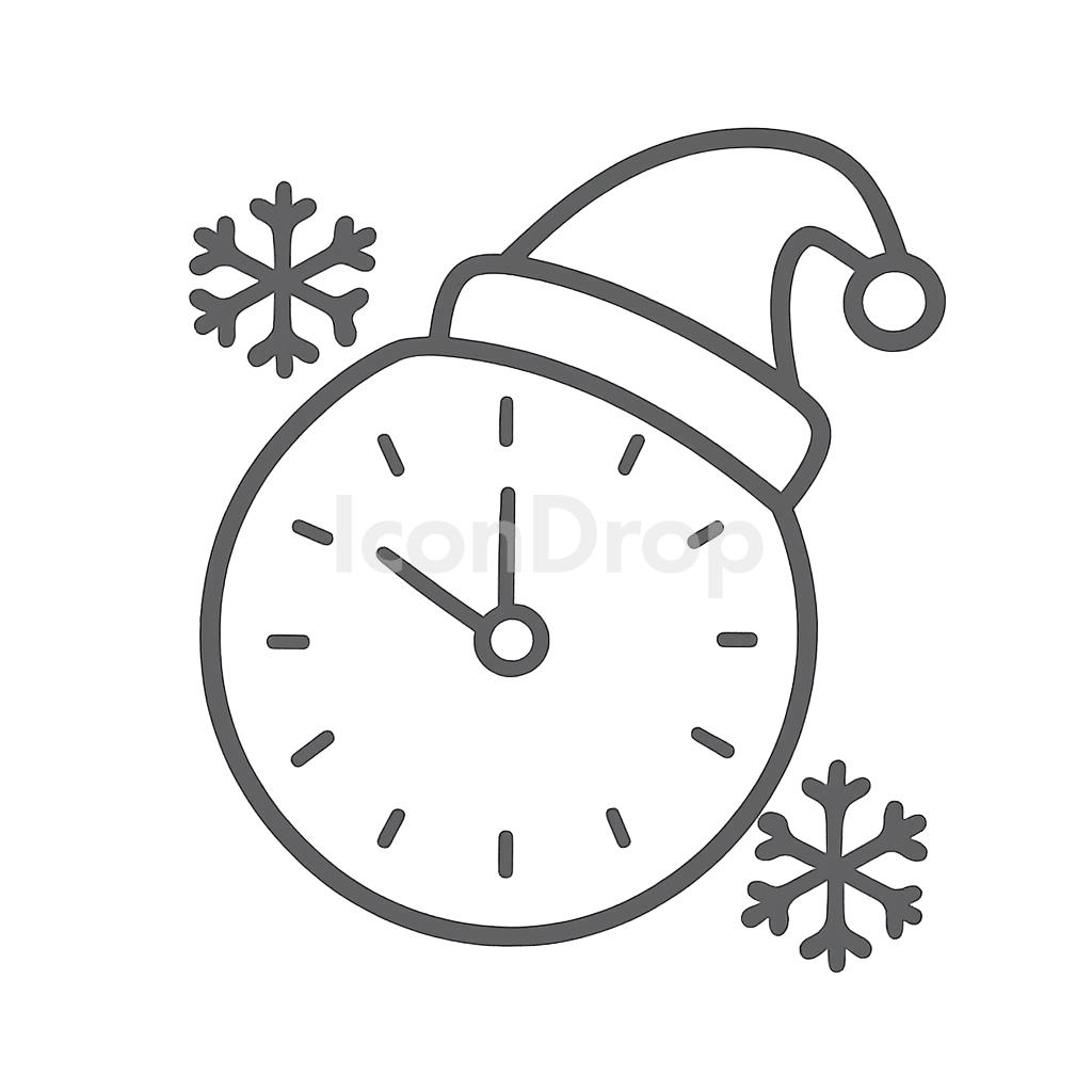 Christmas Icon Clock Outline