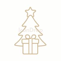 金色のクリスマスアイコン(アウトライン)