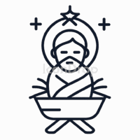 Christmas Icon Jesus Outline