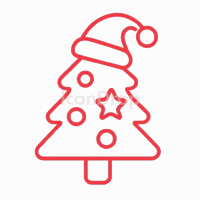 赤いクリスマスアイコン(アウトライン)