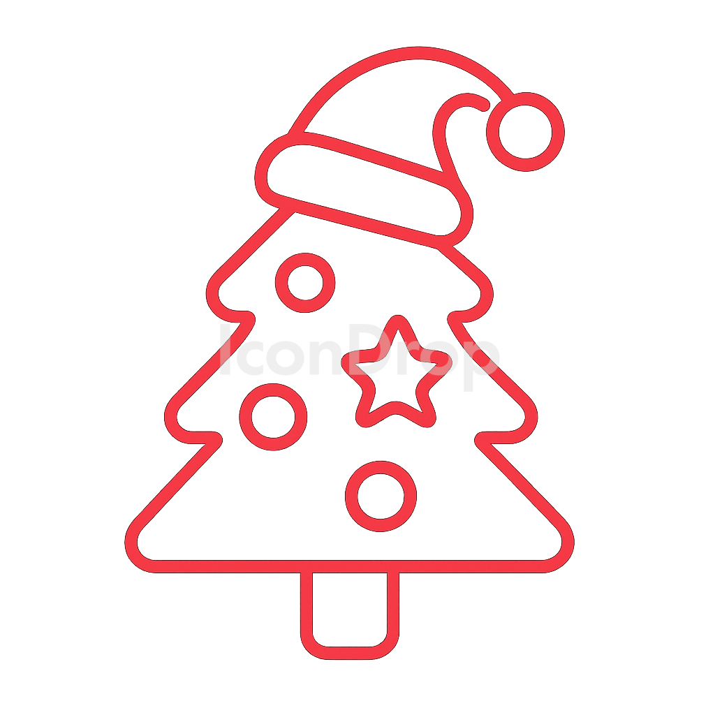 赤いクリスマスアイコン アウトライン