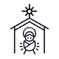 Christmas Icon Religious Outline