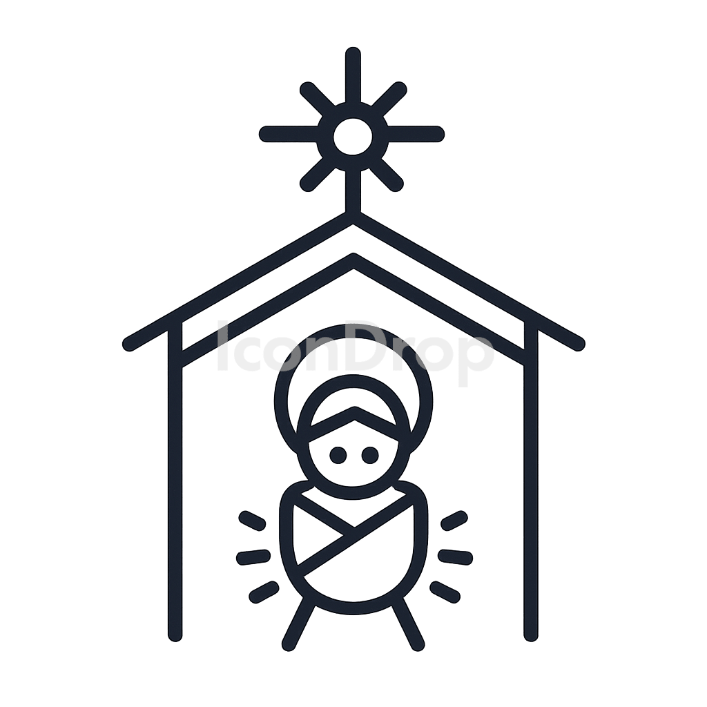 Christmas Icon Religious Outline