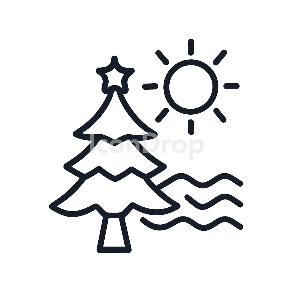Christmas In July Icon Outline