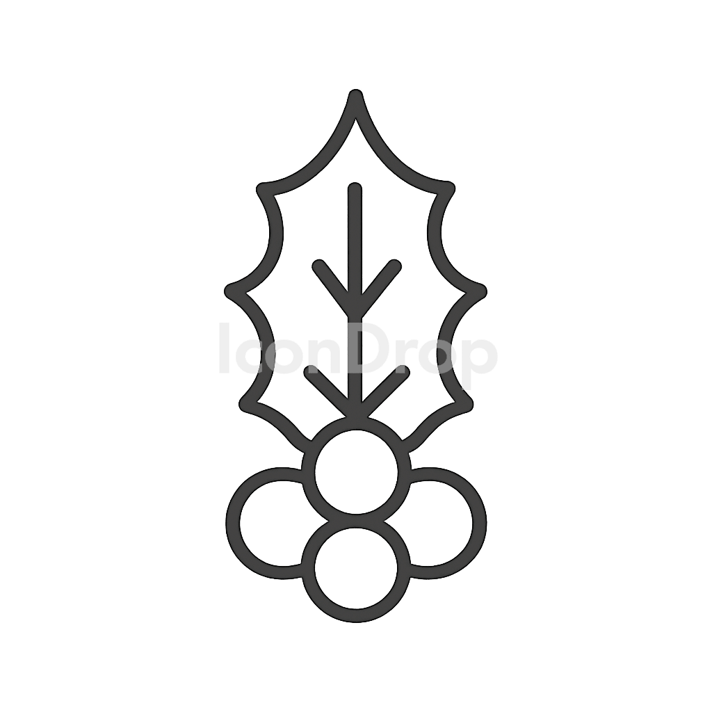 Christmas Leaf Icon Outline