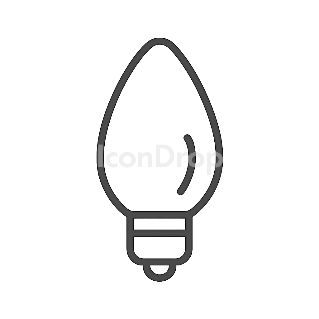 Christmas Light Bulb Icon Outline