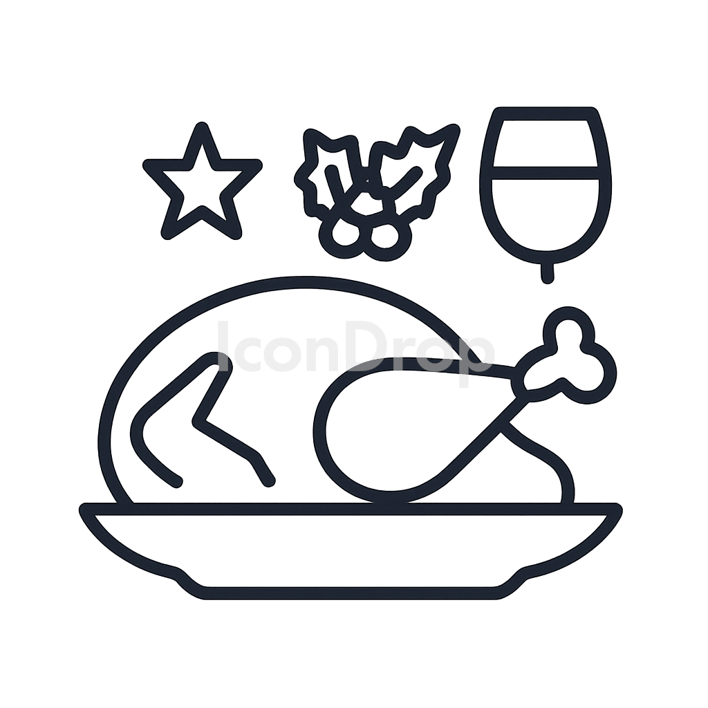 Christmas Lunch Icon Outline