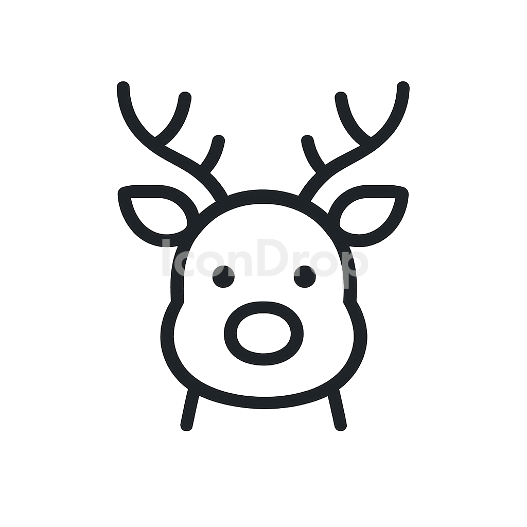 Christmas Reindeer Icon Outline