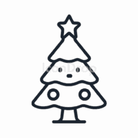 Christmas Tree Cartoon Icon Outline