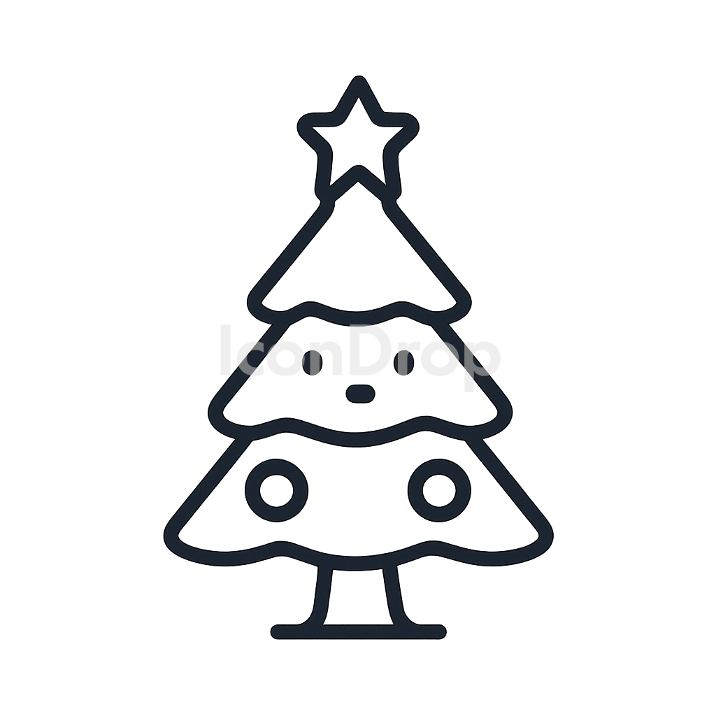 Christmas Tree Cartoon Icon Outline