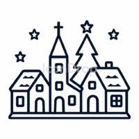 Christmas Village Icon Outline