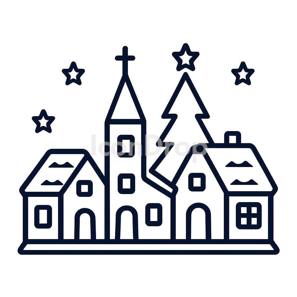 Christmas Village Icon Outline