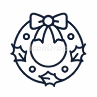 クリスマスリースのアイコン(アウトライン)